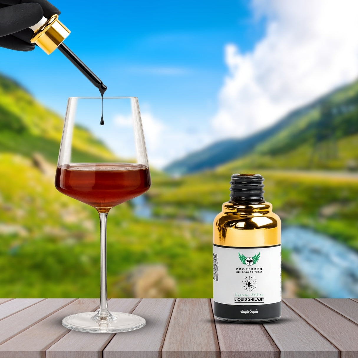 Properdex Liquid Shilajit 30ml dropper lifestyle photo